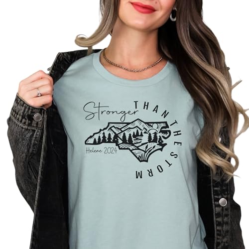 North Carolina Strong Shirt, NC Hurricane Helene Flood Survivor Tshirt, Western NC Storm Shirt for Hurricane Helene Victims and Rescuers, WNC Support Tee (S, Dusty Blue)