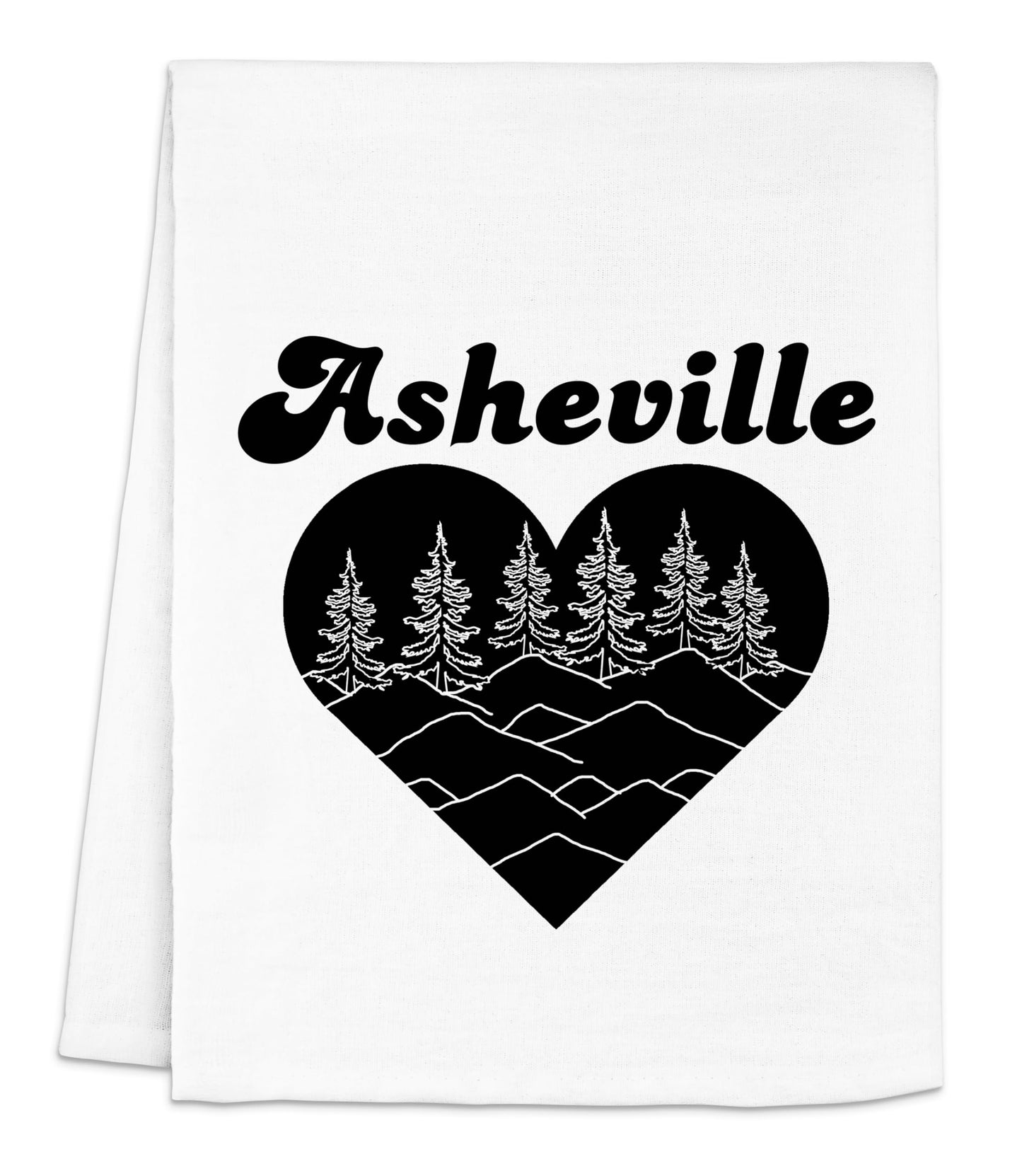 Funny Dish Towel, Asheville North Carolina Collage, Flour Sack Kitchen Towel, Sweet Housewarming Gift, Farmhouse Kitchen Decor, White or Gray (White)