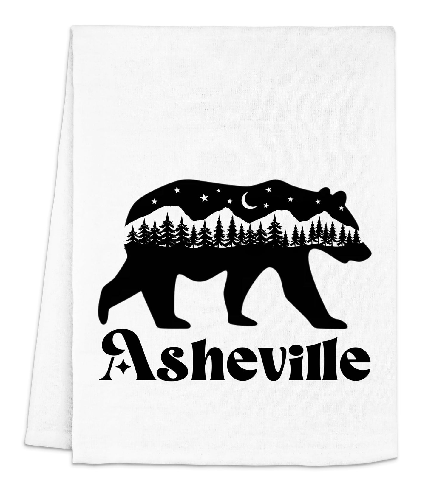 Funny Dish Towel, Asheville North Carolina Collage, Flour Sack Kitchen Towel, Sweet Housewarming Gift, Farmhouse Kitchen Decor, White or Gray (White)
