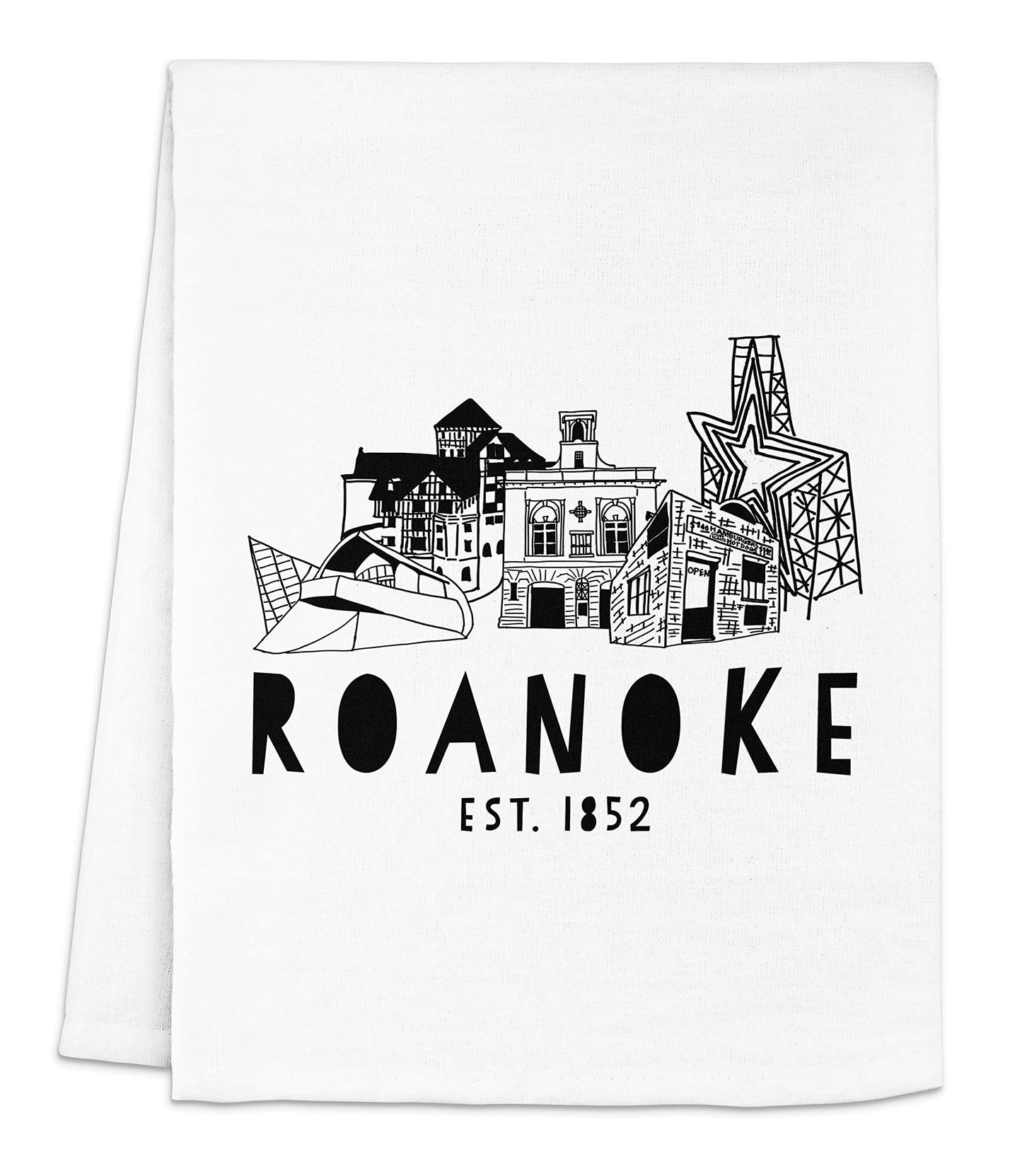 Funny Dish Towel, Asheville North Carolina Collage, Flour Sack Kitchen Towel, Sweet Housewarming Gift, Farmhouse Kitchen Decor, White or Gray (White)
