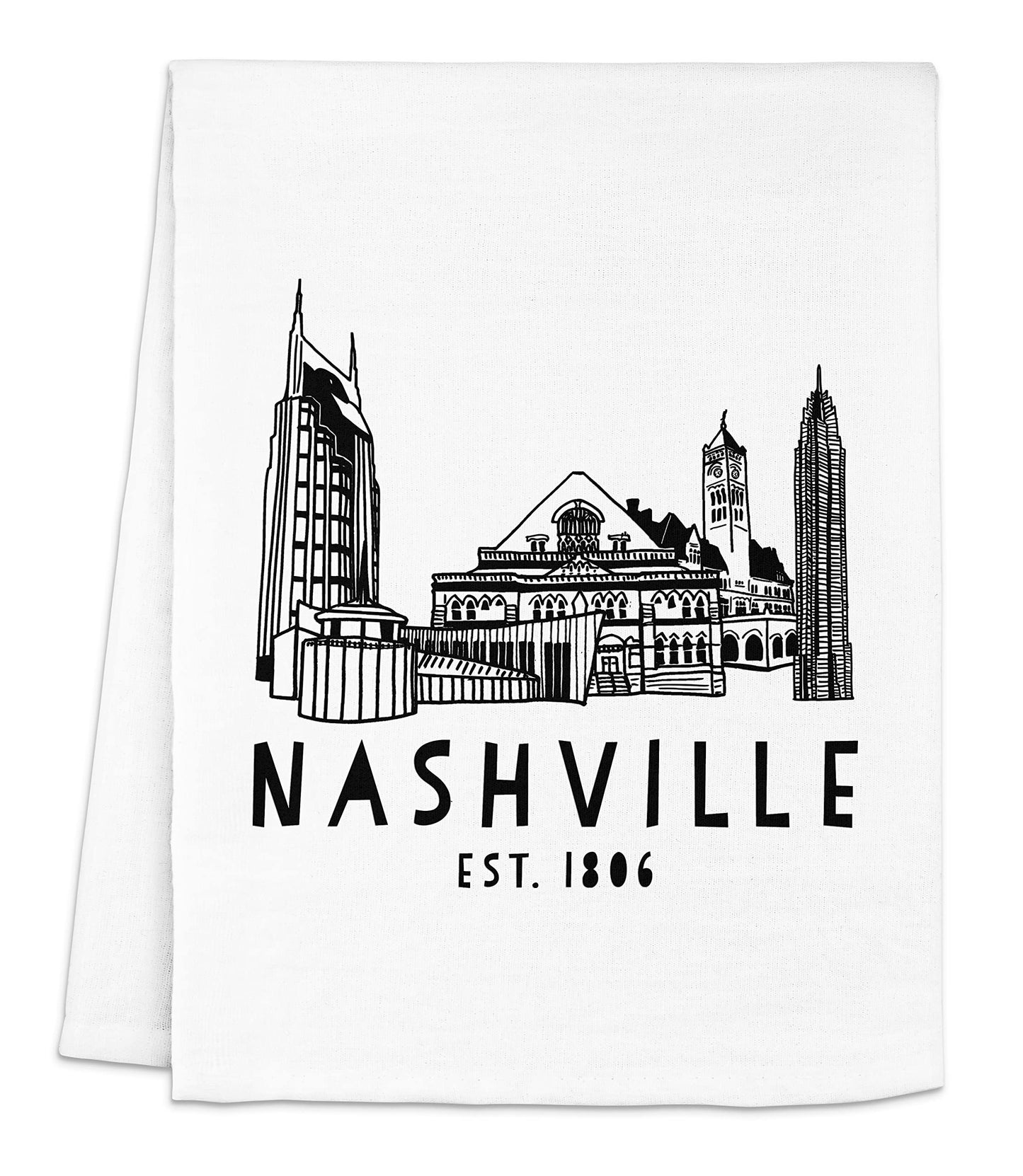 Funny Dish Towel, Asheville North Carolina Collage, Flour Sack Kitchen Towel, Sweet Housewarming Gift, Farmhouse Kitchen Decor, White or Gray (White)