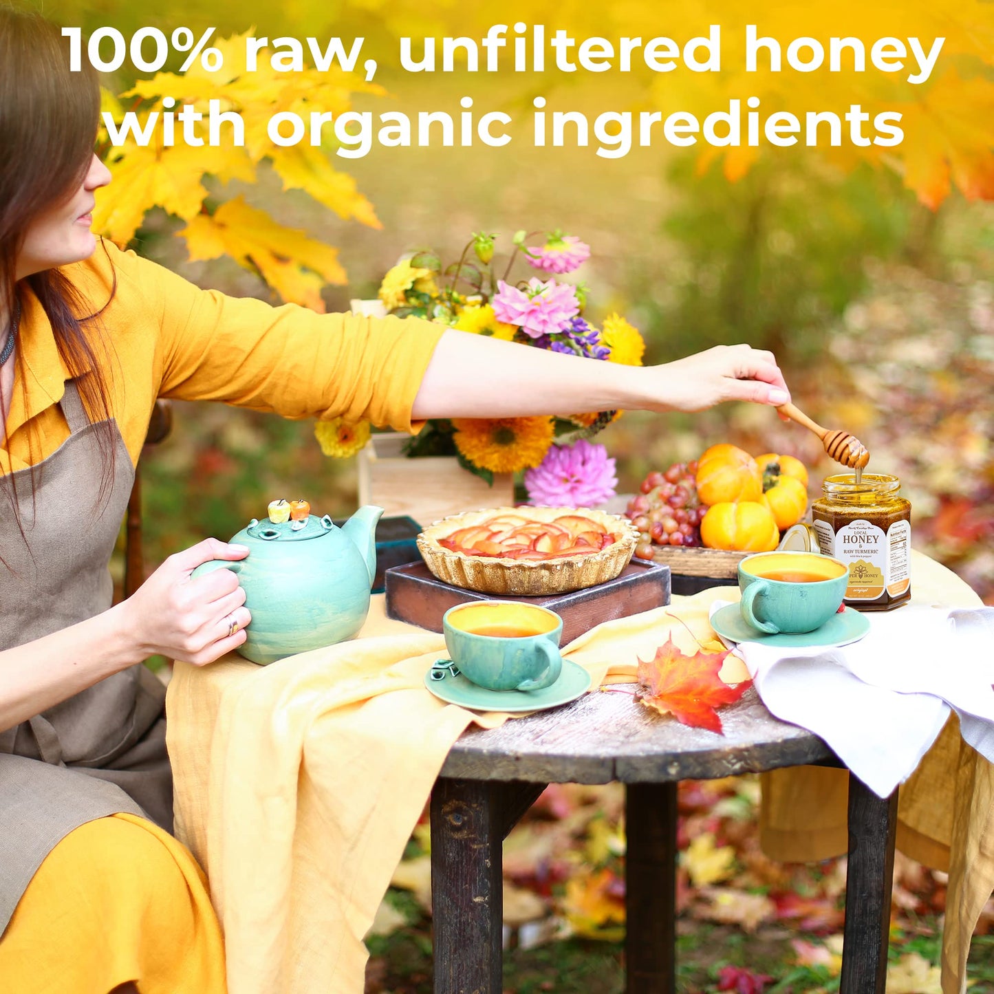 SUPER HONEY North Carolina Honey with Turmeric and Black Pepper, Ayurveda Inspired 100% Pure Raw Honey, Unfiltered and Naturally Delicious - 12oz. Glass Jar