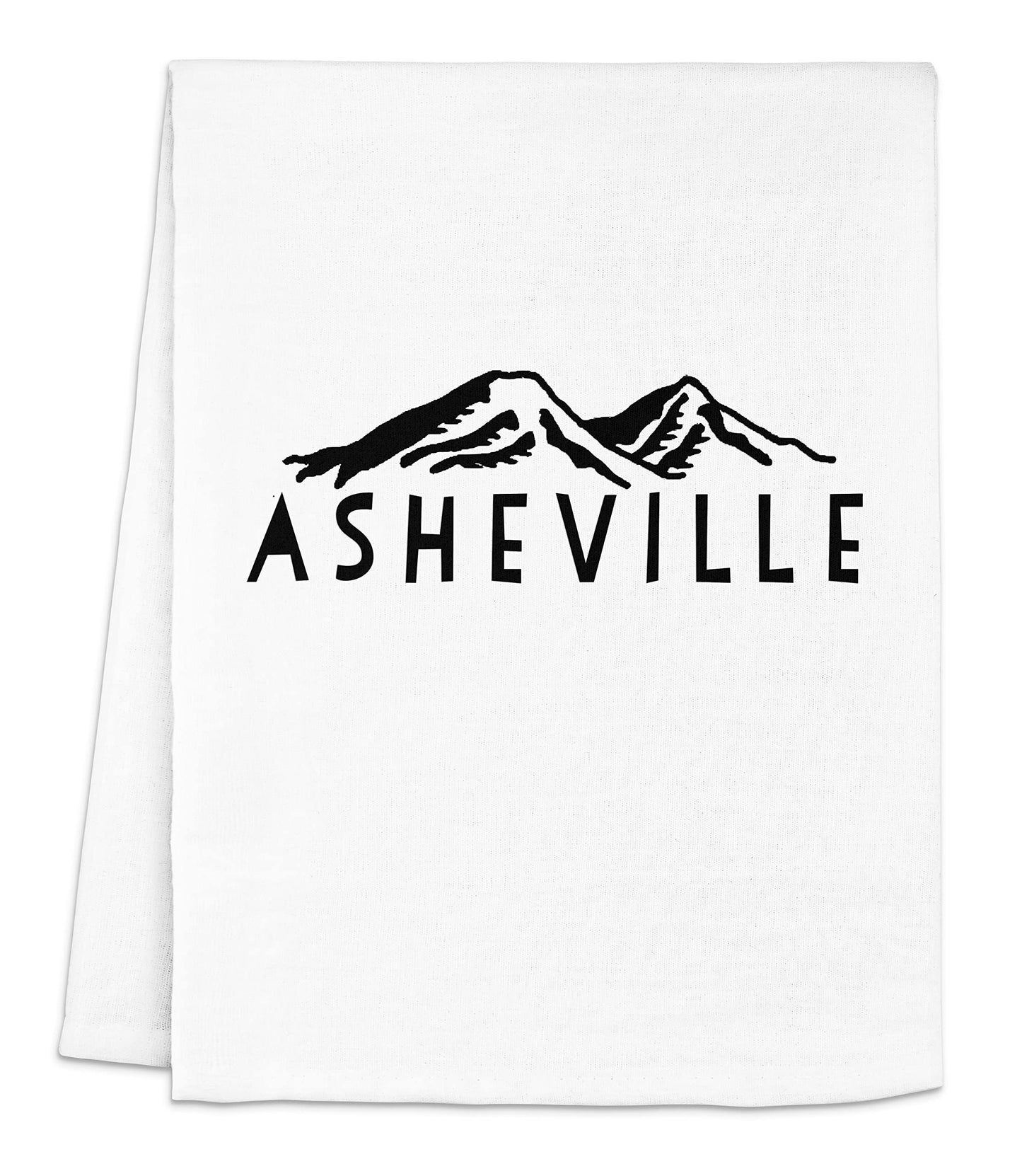 Funny Dish Towel, Asheville North Carolina Collage, Flour Sack Kitchen Towel, Sweet Housewarming Gift, Farmhouse Kitchen Decor, White or Gray (White)