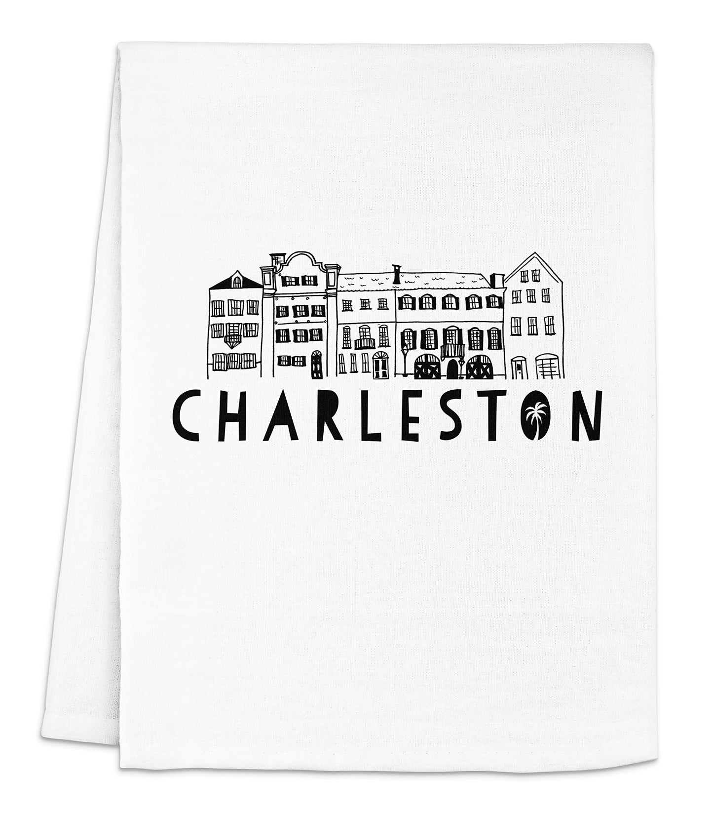 Funny Dish Towel, Asheville North Carolina Collage, Flour Sack Kitchen Towel, Sweet Housewarming Gift, Farmhouse Kitchen Decor, White or Gray (White)