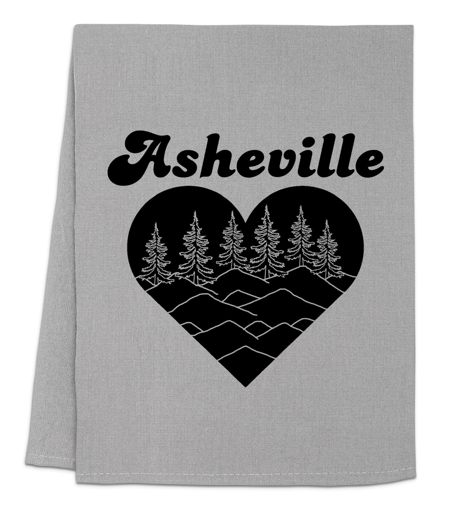 Funny Dish Towel, Asheville North Carolina Collage, Flour Sack Kitchen Towel, Sweet Housewarming Gift, Farmhouse Kitchen Decor, White or Gray (White)