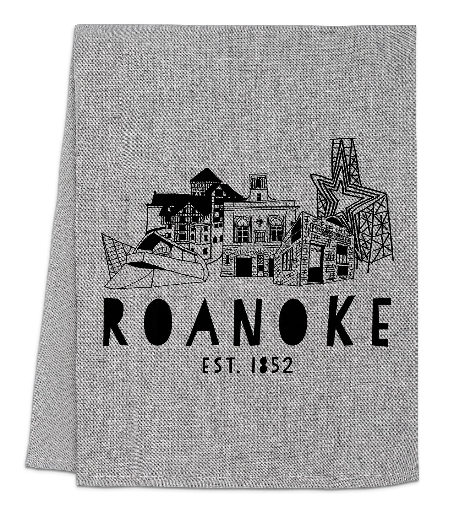 Funny Dish Towel, Asheville North Carolina Collage, Flour Sack Kitchen Towel, Sweet Housewarming Gift, Farmhouse Kitchen Decor, White or Gray (White)