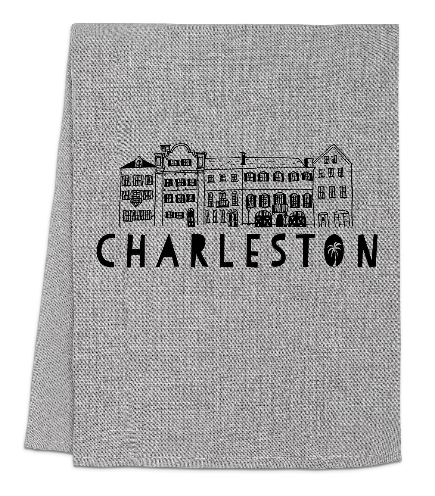 Funny Dish Towel, Asheville North Carolina Collage, Flour Sack Kitchen Towel, Sweet Housewarming Gift, Farmhouse Kitchen Decor, White or Gray (White)
