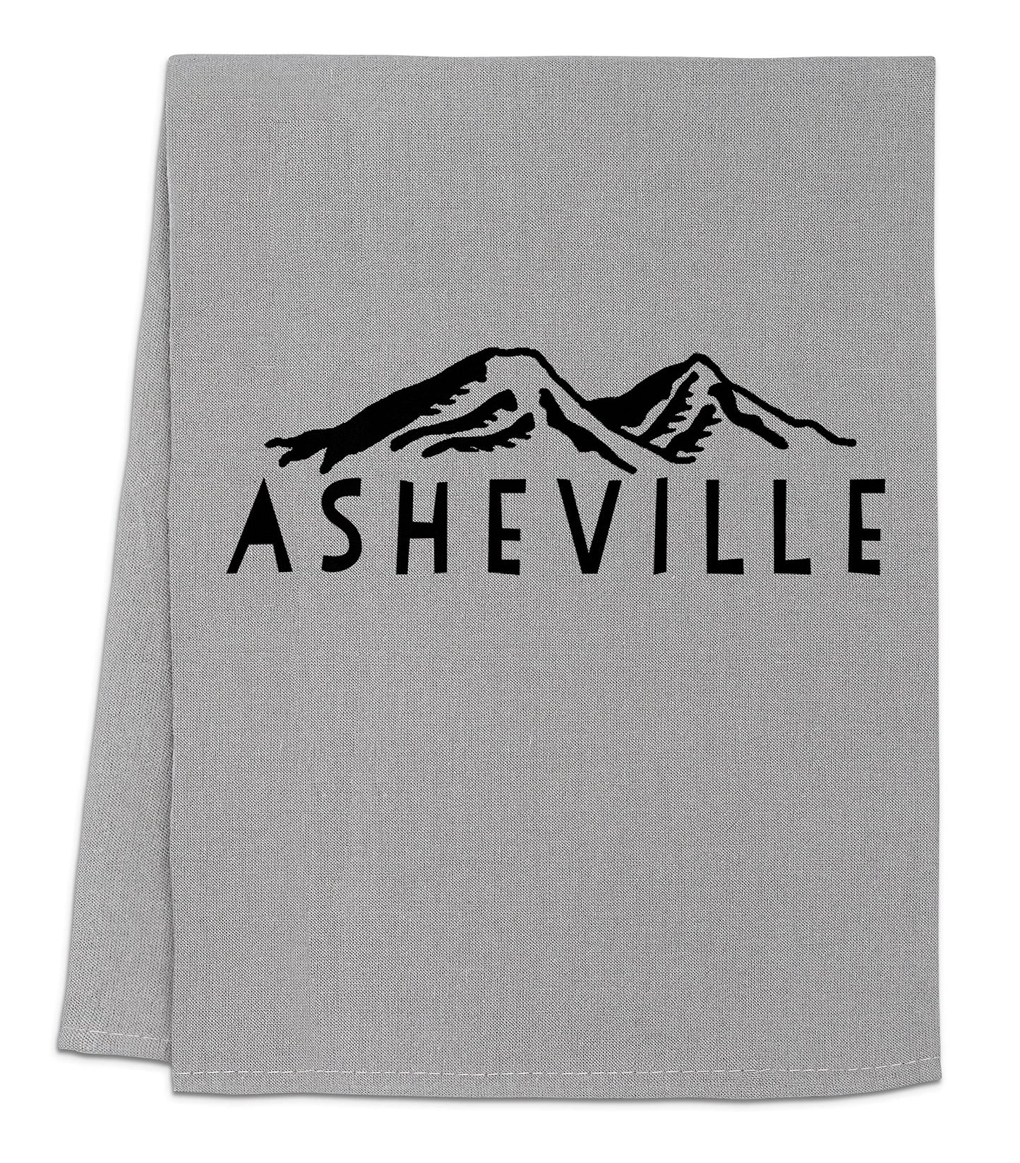 Funny Dish Towel, Asheville North Carolina Collage, Flour Sack Kitchen Towel, Sweet Housewarming Gift, Farmhouse Kitchen Decor, White or Gray (White)
