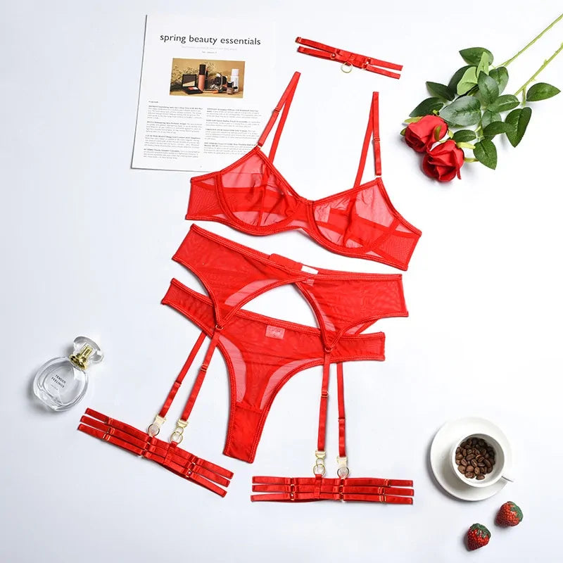 Seductive 5-Piece Sheer Lingerie Set