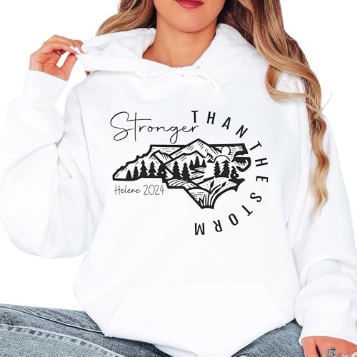 North Carolina Strong Hoodie Sweatshirt, NC Hurricane Helene Survivor Shirt, Western NC Storm Sweatshirt for Hurricane Helene Victims, Animals and Rescuers (L, Sand)