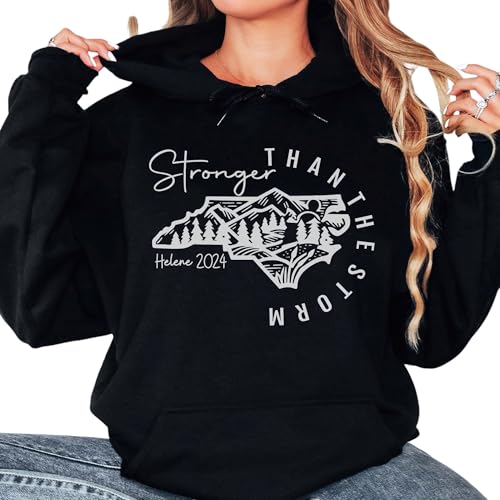 North Carolina Strong Hoodie Sweatshirt, NC Hurricane Helene Survivor Shirt, Western NC Storm Sweatshirt for Hurricane Helene Victims, Animals and Rescuers (L, Sand)