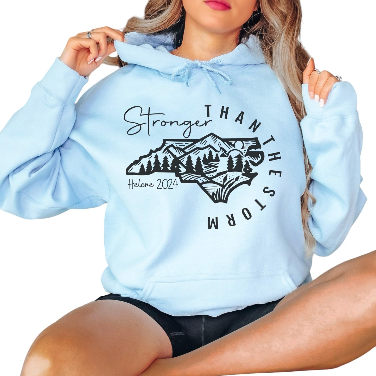 North Carolina Strong Hoodie Sweatshirt, NC Hurricane Helene Survivor Shirt, Western NC Storm Sweatshirt for Hurricane Helene Victims, Animals and Rescuers (L, Sand)